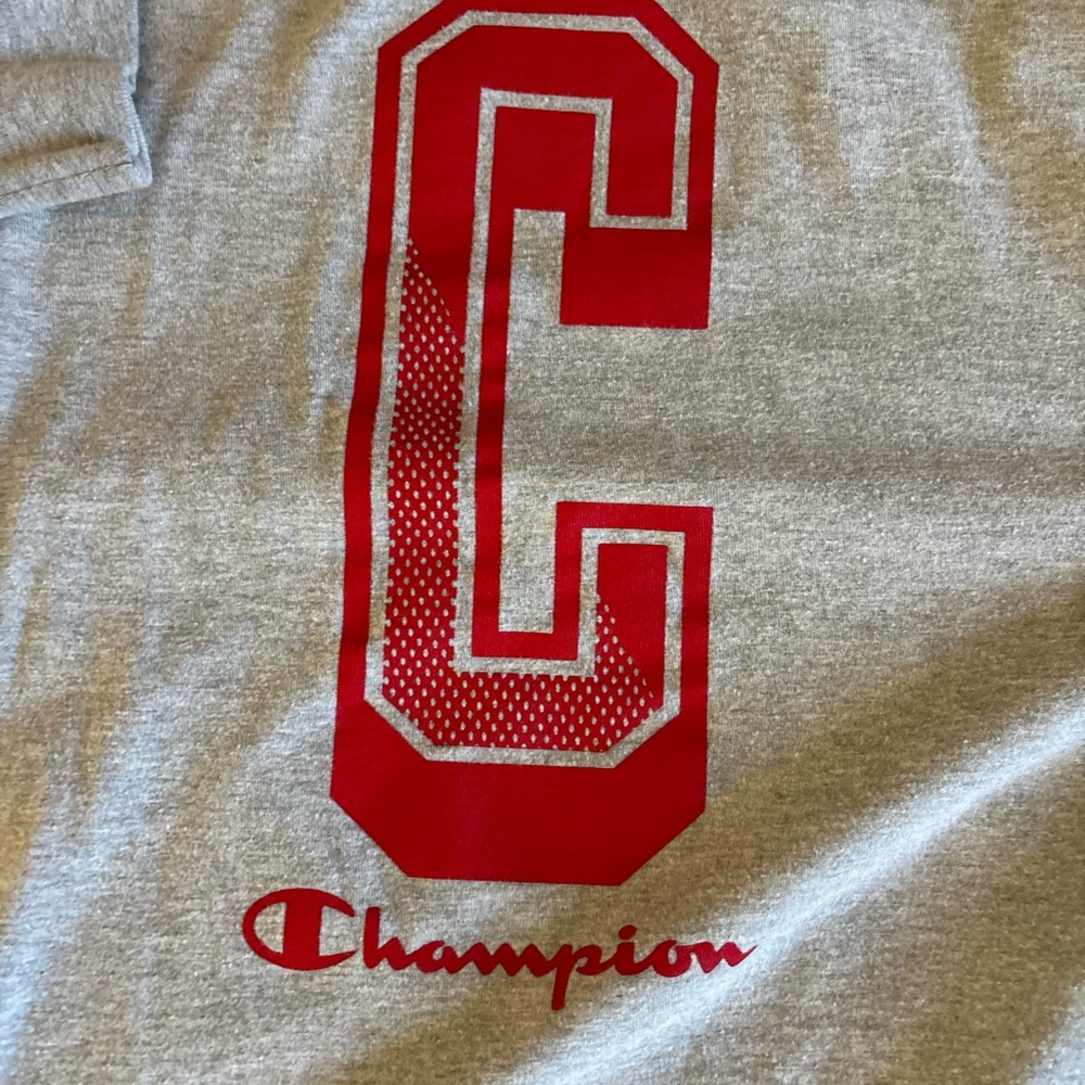 Champion Gray and Red Long Sleeve Tee